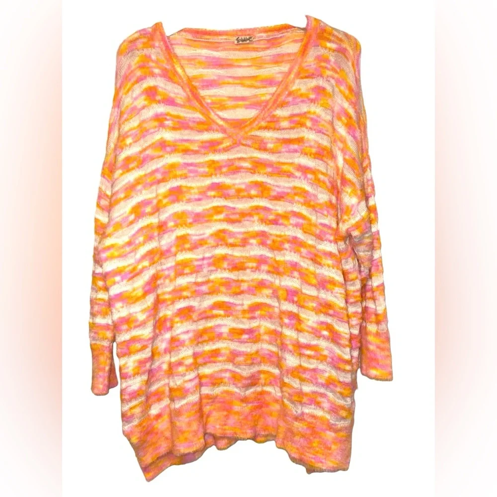 Free People intimately Cozy Multicolor sorbet Knit Sweater small (oversized)